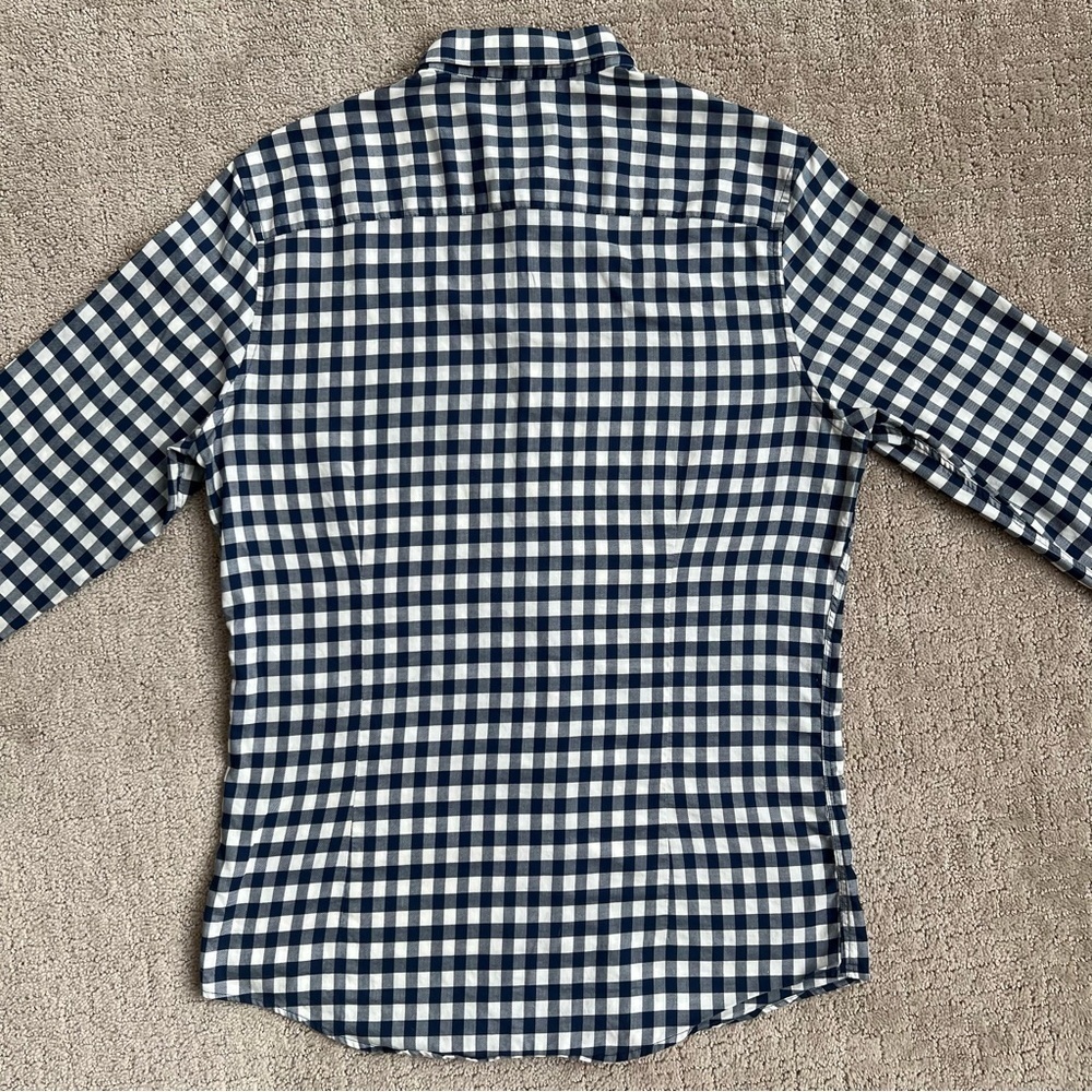 Navy and White Gingham Button Down Shirt - Picture 8 of 9